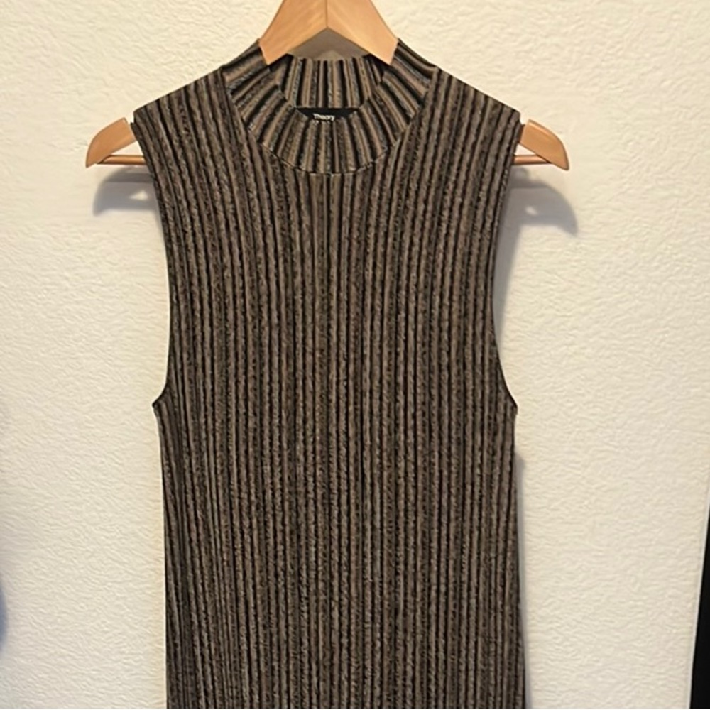Theory Brown Striped Midi Dress